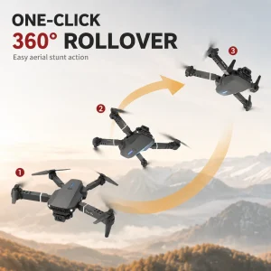 ZNLYRION RC Drone 8K E88 Foldable 8K Dual Camera WiFi FPV Quadcopter with Optical Flow Hovering 360° Flip One Key Takeoff Altitude Hold Remote Control Drone with Carrying Case for Beginners - Thumbnail Image 4
