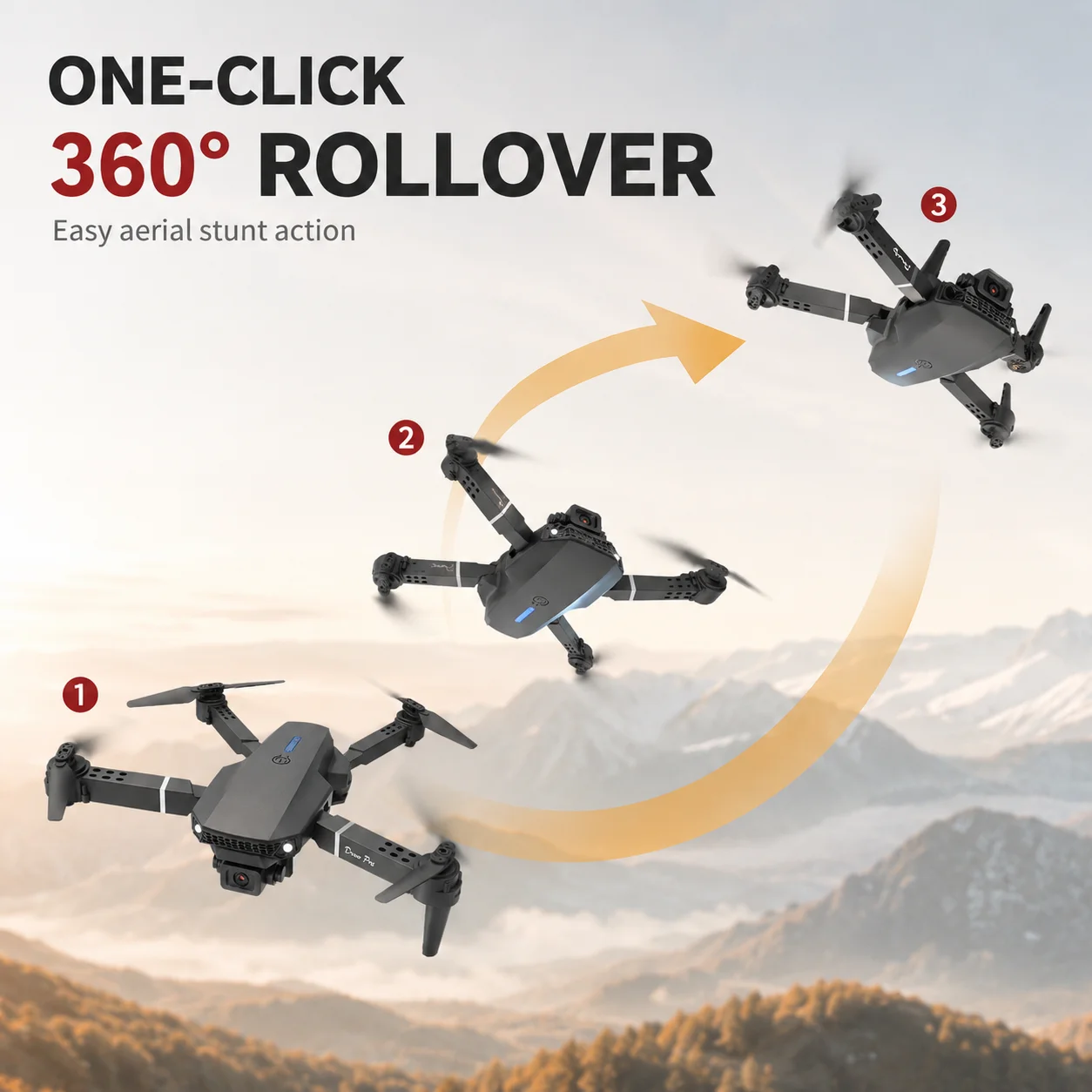 ZNLYRION RC Drone 8K E88 Foldable 8K Dual Camera WiFi FPV Quadcopter with Optical Flow Hovering 360° Flip One Key Takeoff Altitude Hold Remote Control Drone with Carrying Case for Beginners - Image 4