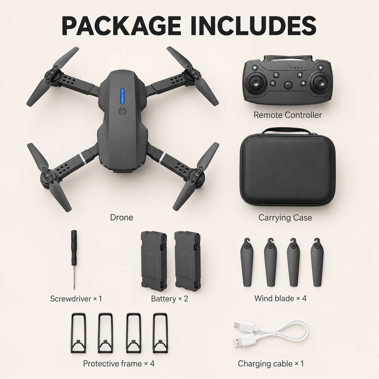 ZNLYRION RC Drone 8K E88 Foldable 8K Dual Camera WiFi FPV Quadcopter with Optical Flow Hovering 360° Flip One Key Takeoff Altitude Hold Remote Control Drone with Carrying Case for Beginners - Image 6