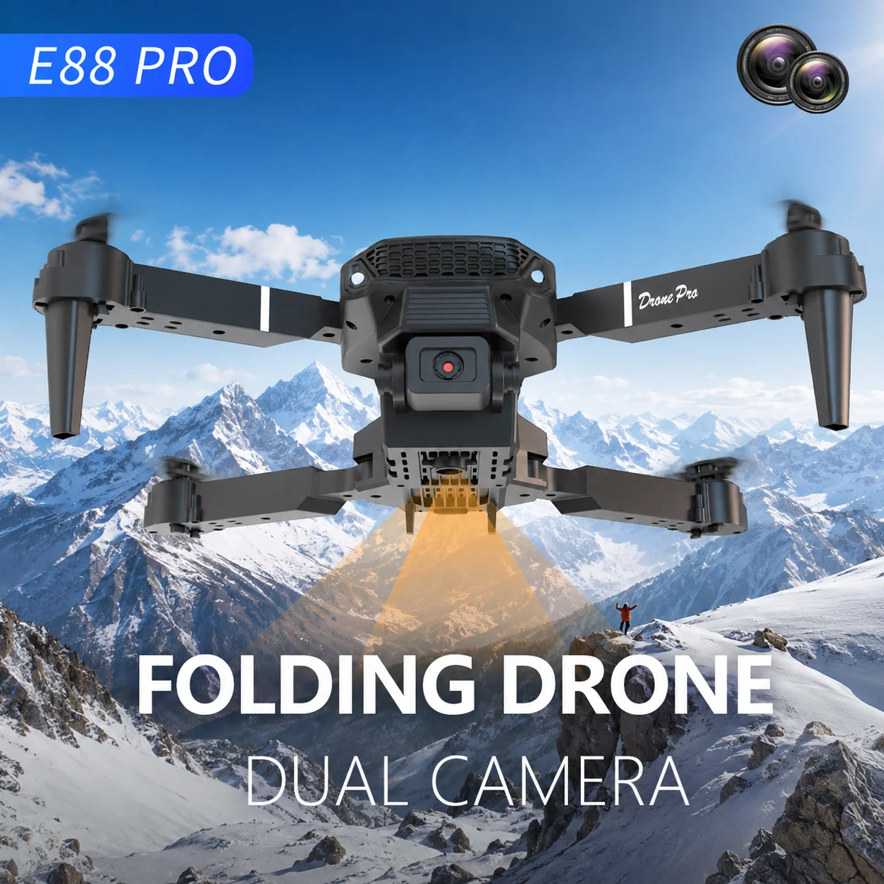 ZNLYRION RC Drone 8K E88 Foldable 8K Dual Camera WiFi FPV Quadcopter with Optical Flow Hovering 360° Flip One Key Takeoff Altitude Hold Remote Control Drone with Carrying Case for Beginners - Image 7