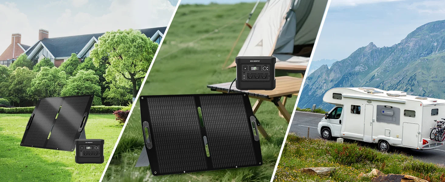 ECO-WORTHY 200W Portable Solar Panel and PS 2400W Power Station 2048Wh LiFePO4 Battery, for RV Off Grid - Image 7