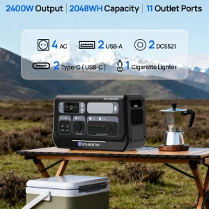 ECO-WORTHY 200W Portable Solar Panel and PS 2400W Power Station 2048Wh LiFePO4 Battery, for RV Off Grid - Thumbnail Image 4