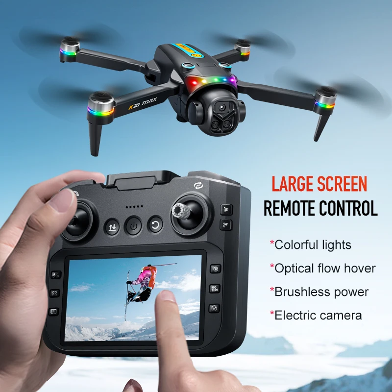 ZNLYRION RC Drone K21MAX Foldable Brushless Drone With Screen Remote EIS Dual Electric Camera Optical Flow Hover Colorful LED Light RC Quadcopter - Image 4