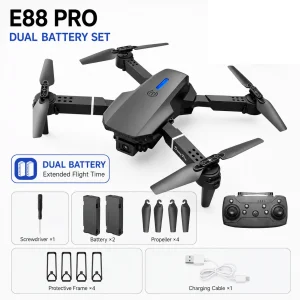 ZNLYRION RC Drone 8K E88 Foldable 8K Dual Camera WiFi FPV Quadcopter with Optical Flow Hovering 360° Flip One Key Takeoff Altitude Hold Remote Control Drone with Carrying Case for Beginners