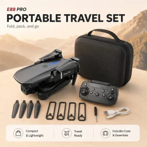 ZNLYRION RC Drone 8K E88 Foldable 8K Dual Camera WiFi FPV Quadcopter with Optical Flow Hovering 360° Flip One Key Takeoff Altitude Hold Remote Control Drone with Carrying Case for Beginners - Thumbnail Image 2