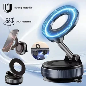 Strong Magnetic Car Phone Holder Foldable Design 360° Adjustable Vacuum Mount for Car, Desk, Bathroom. Use Three-axis Rotation For Free Adjustment A Convenient Choice For Multiple Scenarios - Thumbnail Image 6