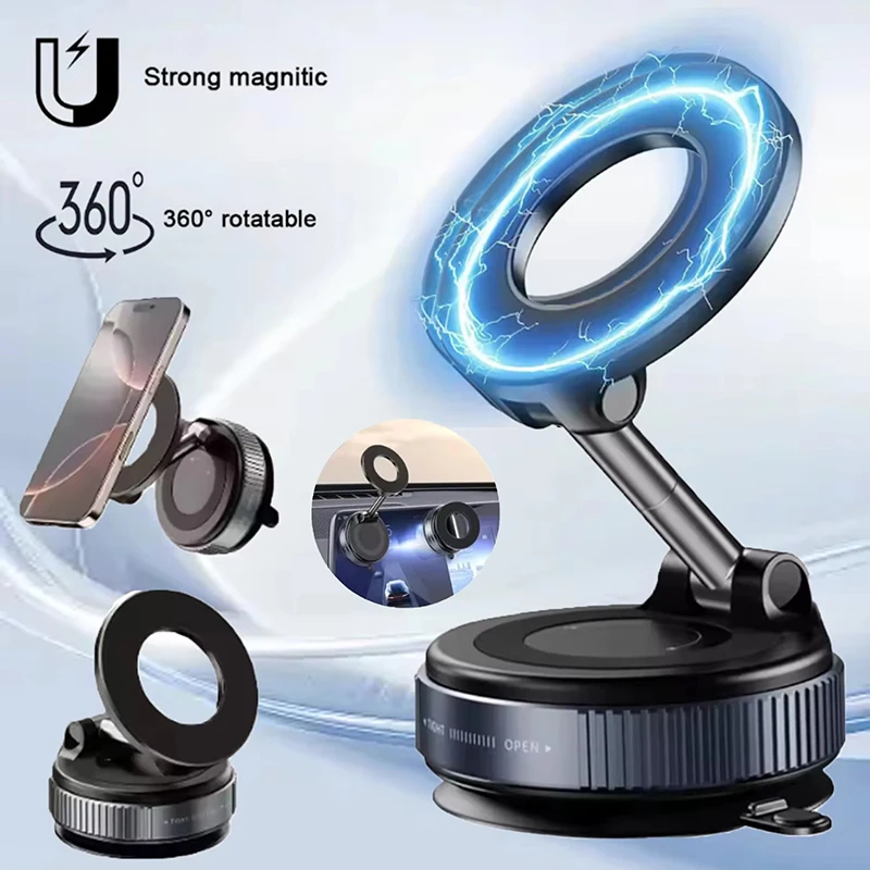 Strong Magnetic Car Phone Holder Foldable Design 360° Adjustable Vacuum Mount for Car, Desk, Bathroom. Use Three-axis Rotation For Free Adjustment A Convenient Choice For Multiple Scenarios - Image 6