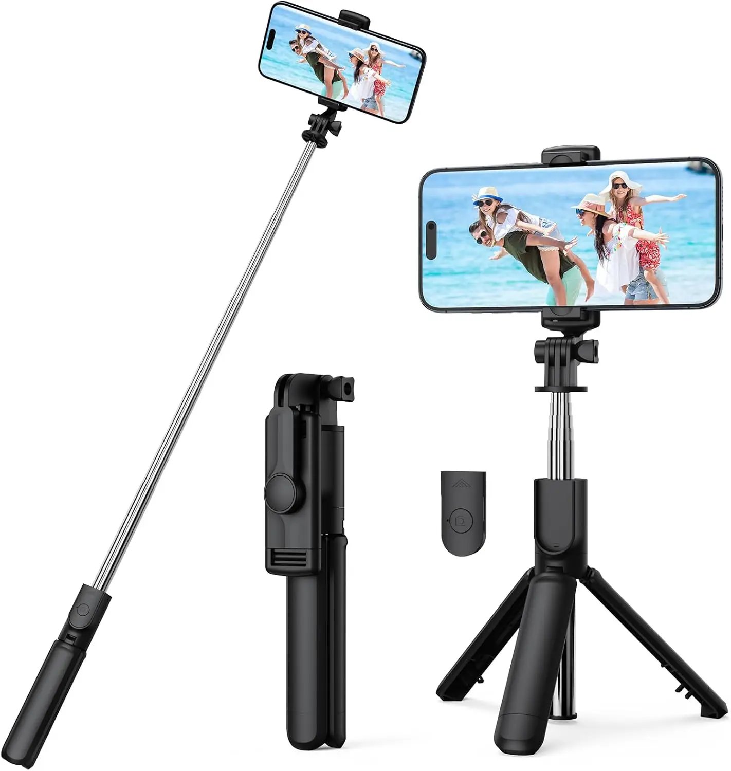 Selfie Stick Tripod, Retractable Selfie Stick Tripod with Wireless Remote Control, for Photograph, Live Streaming, Video Recording, Compatible with Android, iPhone and More - Image 1