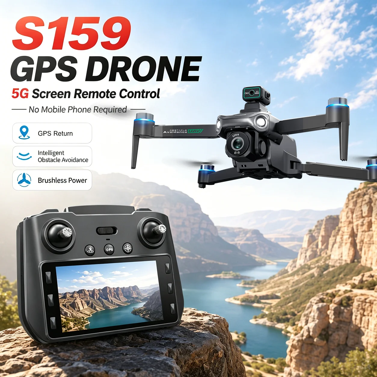 ZNLYRION S159 Brushless GPS Drone with 8K Camera  5G FPV Optical Flow Hover and 20Mins Flight Time - Image 5