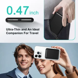 Magnetic Power Bank Portable 5000mAh Wireless Charger 20W With USB-C Cable For IPhone 16/15/14/13/12 Pro/Pro Max/Plus/Mini - Thumbnail Image 6