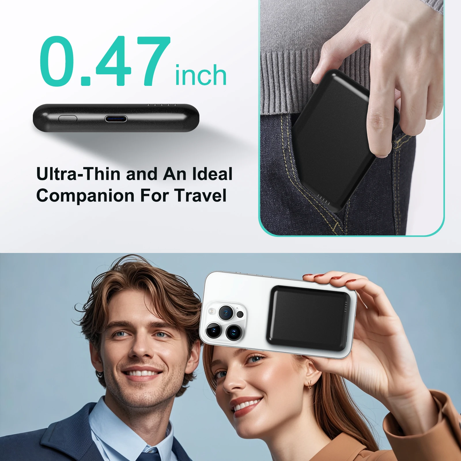 Magnetic Power Bank Portable 5000mAh Wireless Charger 20W With USB-C Cable For IPhone 16/15/14/13/12 Pro/Pro Max/Plus/Mini - Image 6