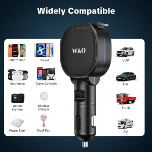 2-In-1 Retractable Fast Car Charger , 66W High-Speed Charging, 2.3 Inch Long Cable, 52.4g easy to carry,1USB Ports, Compatible With Android、Phone 17/16/15/14/13/12/11, Galaxy, Pixel, And More Smart Devices,Gift For Car Lovers - Thumbnail Image 7