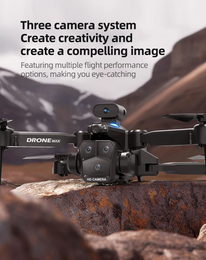 New Model Drone, Equipped with Three Cameras, High-definition Video Recording, Optical Flow Positioning, FPV, One-click Take-off And Landing, Optical Flow Positioning, Electrically Controlled Camera, Headless Mode, Three Flight Speed Settings - Image 5