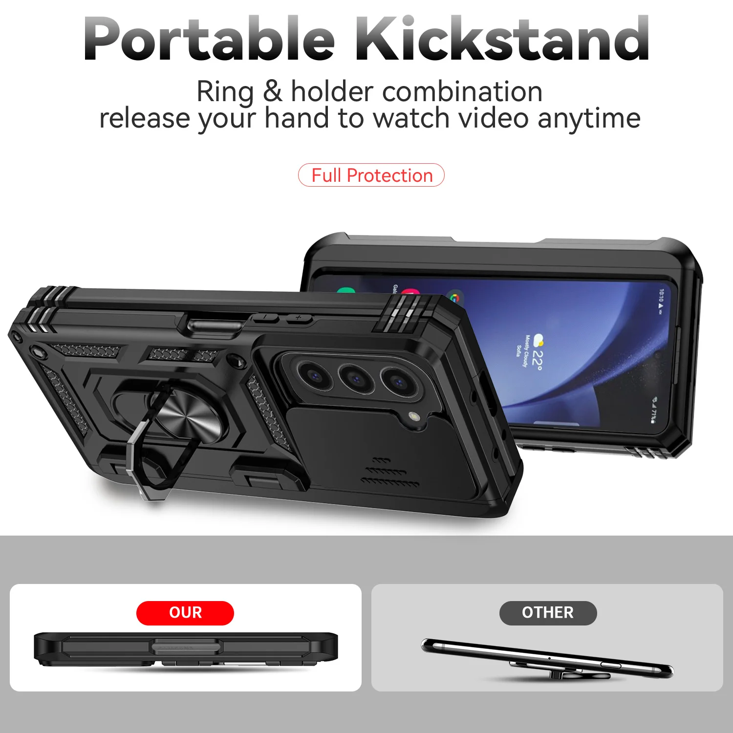 For Samsung Galaxy Z Fold 6 5 4 Phone Cases with Slide Lens Protective Cover Shockproof Camera Protector Case for Z Fold 6 5 4 - Image 2