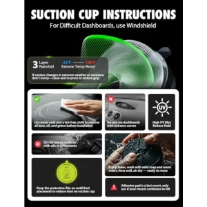 One Click Flexible Cell Phone Car Holder, 360 Rotation Dual Mount Dashboard and Vent for All iPhone, Android and Smartphone, - Thumbnail Image 4