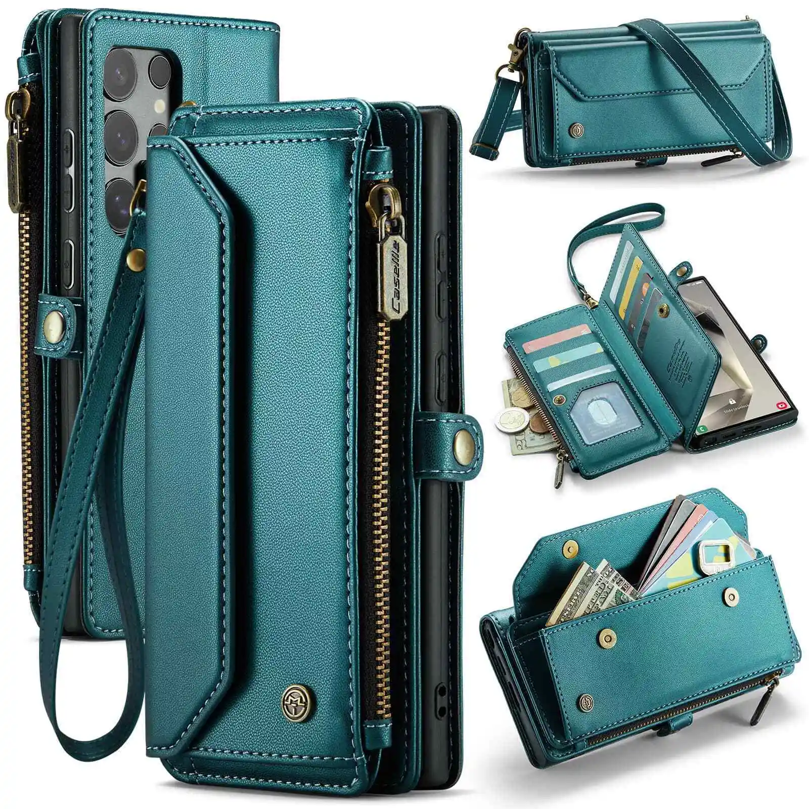 Crossbody for Samsung Galaxy S24 S23 Ultra S22 S21 S20 Case Wallet Card Holder - Image 1