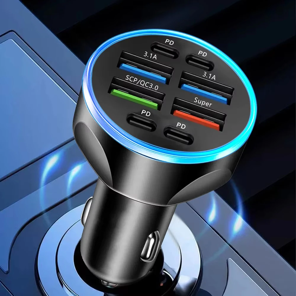 Muti 8 Ports Car Charger Fast Charging Quick QC3.0 USB PD Type C Auto Phone Charger Adapter in Car For Cellphone Mobile Phone - Image 5