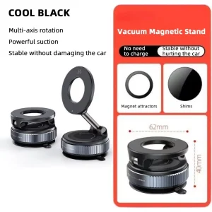 Strong Magnetic Car Phone Holder Foldable Design 360° Adjustable Vacuum Mount for Car, Desk, Bathroom. Use Three-axis Rotation For Free Adjustment A Convenient Choice For Multiple Scenarios - Thumbnail Image 2