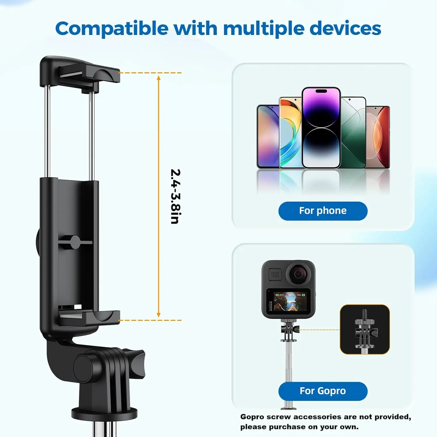 Selfie Stick Tripod, Retractable Selfie Stick Tripod with Wireless Remote Control, for Photograph, Live Streaming, Video Recording, Compatible with Android, iPhone and More - Image 4