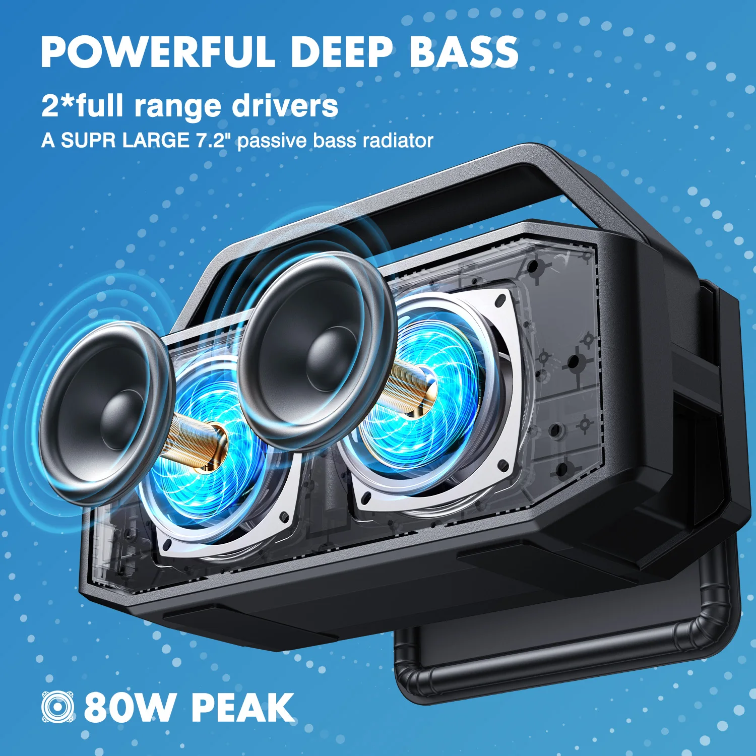 W-KING D9-1 100W Peak 60W RMS Deep Bass Bluetooth Speaker, IPX6 Portable Waterproof Loud Bluetooth Speakers Wireless with Subwoofer - Image 2