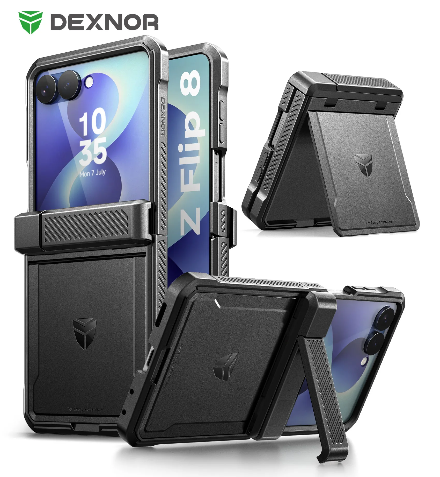 Dexnor for Samsung Galaxy Z Flip 8 Case with Dual Kickstands & Auto-Close Hinge Protection & Screen Protector, Full-Body Rugged Shockproof Protective Cover Heavy-Duty Bumper Cases - Image 1