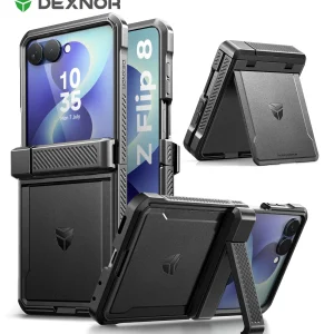 Dexnor for Samsung Galaxy Z Flip 8 Case with Dual Kickstands & Auto-Close Hinge Protection & Screen Protector, Full-Body Rugged Shockproof Protective Cover Heavy-Duty Bumper Cases
