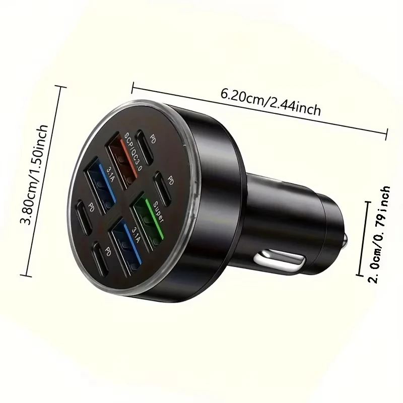 Muti 8 Ports Car Charger Fast Charging Quick QC3.0 USB PD Type C Auto Phone Charger Adapter in Car For Cellphone Mobile Phone - Image 2