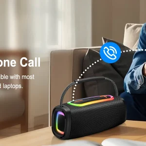 RGB Lights Portable Bluetooth Speaker, IPX7 Waterproof, 24H Playtime, Bluetooth 5.3, Outdoor Wireless Speaker with Hands-Free Mic. - Thumbnail Image 6