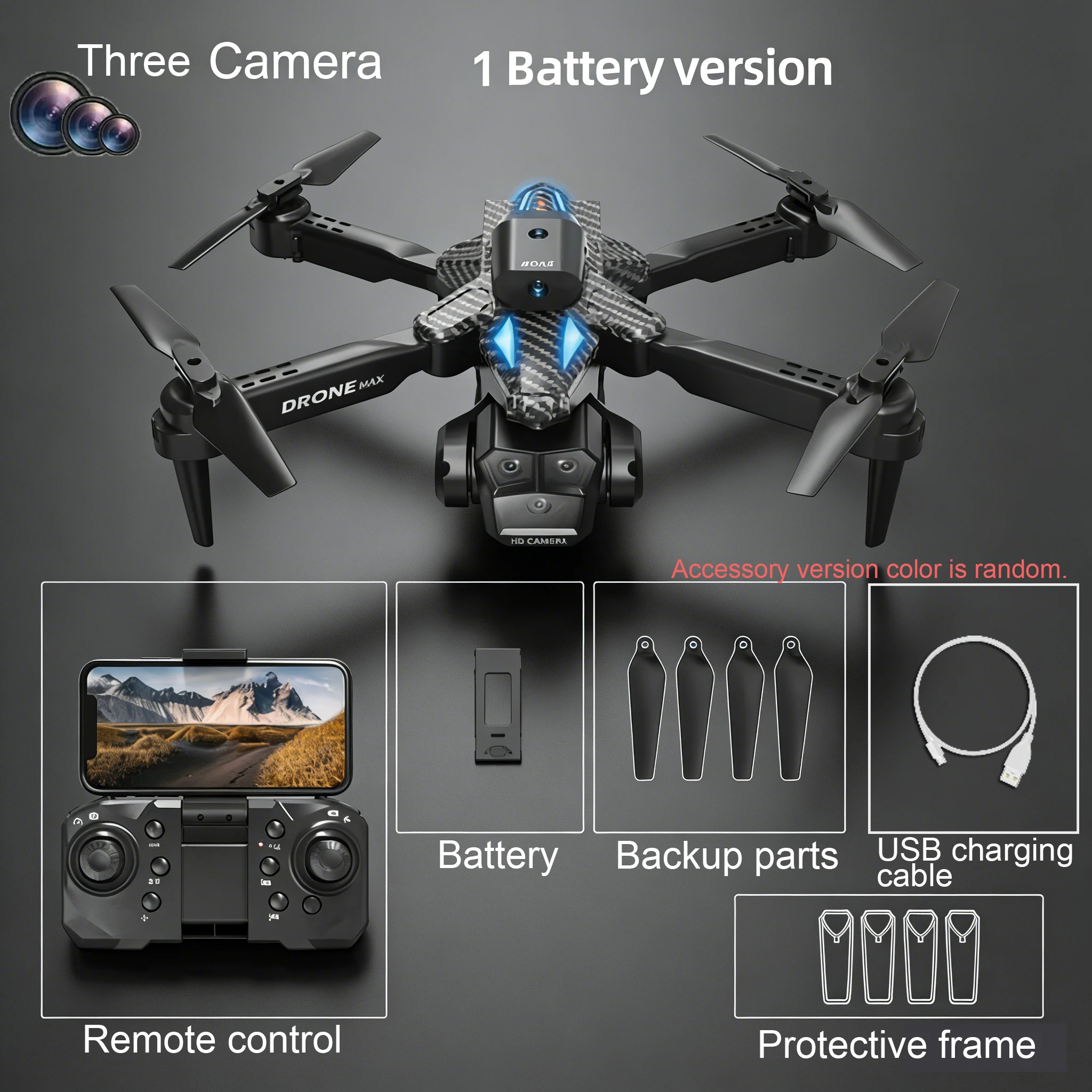 New Model Drone, Equipped with Three Cameras, High-definition Video Recording, Optical Flow Positioning, FPV, One-click Take-off And Landing, Optical Flow Positioning, Electrically Controlled Camera, Headless Mode, Three Flight Speed Settings - Image 3
