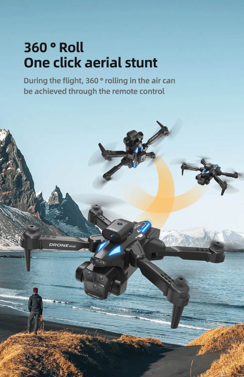 New Model Drone, Equipped with Three Cameras, High-definition Video Recording, Optical Flow Positioning, FPV, One-click Take-off And Landing, Optical Flow Positioning, Electrically Controlled Camera, Headless Mode, Three Flight Speed Settings - Image 7