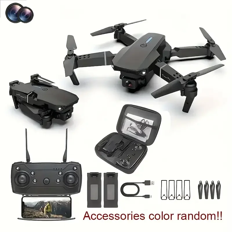 E88 Pro MAX Drone Offers Optional Screen Remote Control / Regular Remote Control / 3PS Battery, Dual Cameras, Two Batteries, Brushless Motor, Obstacle Avoidance Function, Foldable Quadcopter. LED Lights. Ideal Gift. Suitable for Beginners. - Image 6