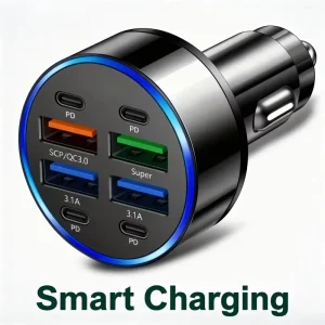 Muti 8 Ports Car Charger Fast Charging Quick QC3.0 USB PD Type C Auto Phone Charger Adapter in Car For Cellphone Mobile Phone
