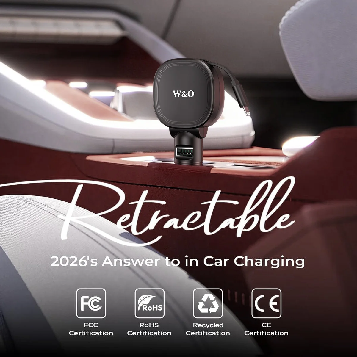 2-In-1 Retractable Fast Car Charger , 66W High-Speed Charging, 2.3 Inch Long Cable, 52.4g easy to carry,1USB Ports, Compatible With Android、Phone 17/16/15/14/13/12/11, Galaxy, Pixel, And More Smart Devices,Gift For Car Lovers - Image 6
