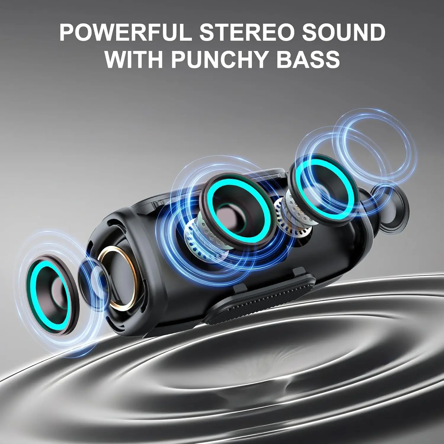 RGB Lights Portable Bluetooth Speaker, IPX7 Waterproof, 24H Playtime, Bluetooth 5.3, Outdoor Wireless Speaker with Hands-Free Mic. - Image 4