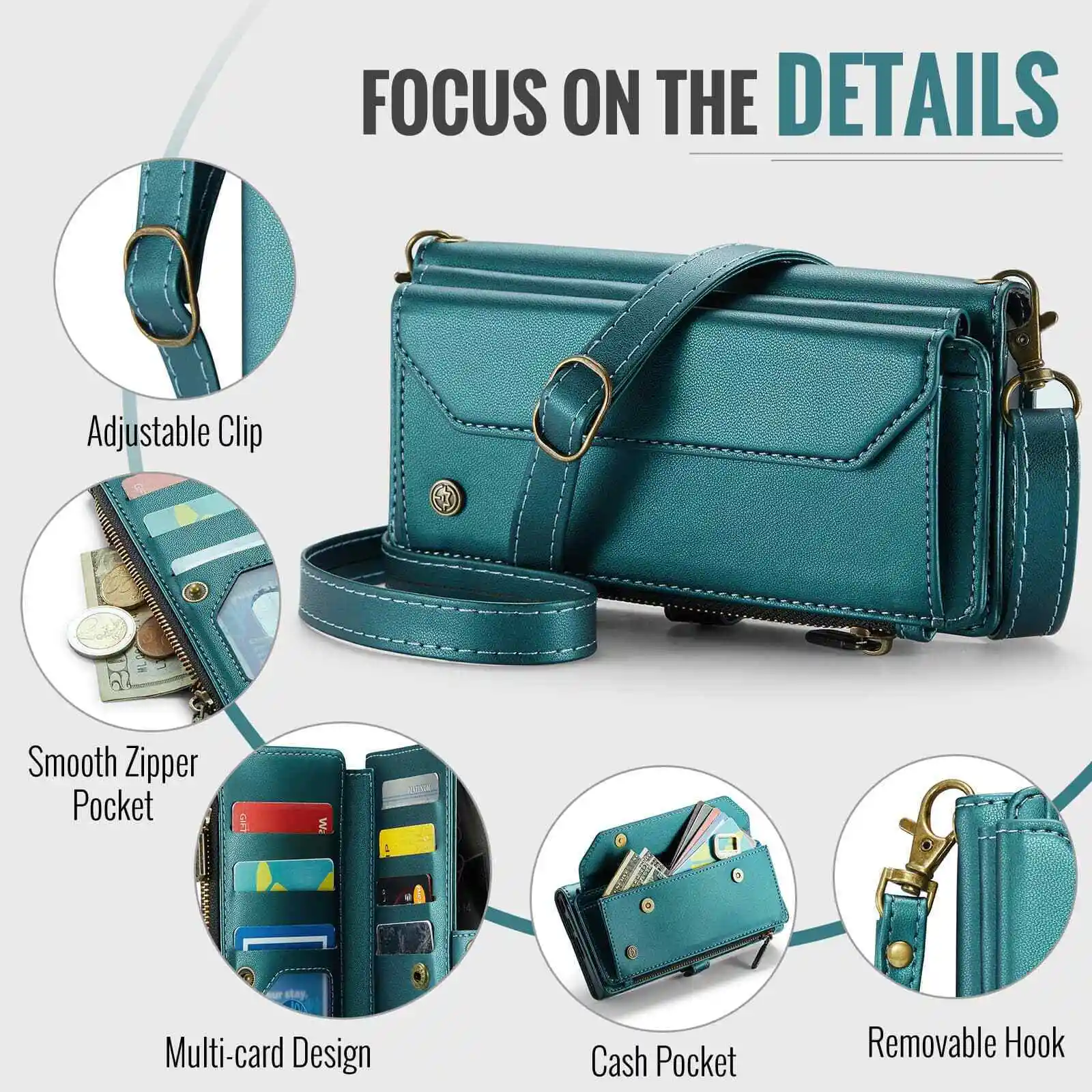 Crossbody for Samsung Galaxy S24 S23 Ultra S22 S21 S20 Case Wallet Card Holder - Image 5