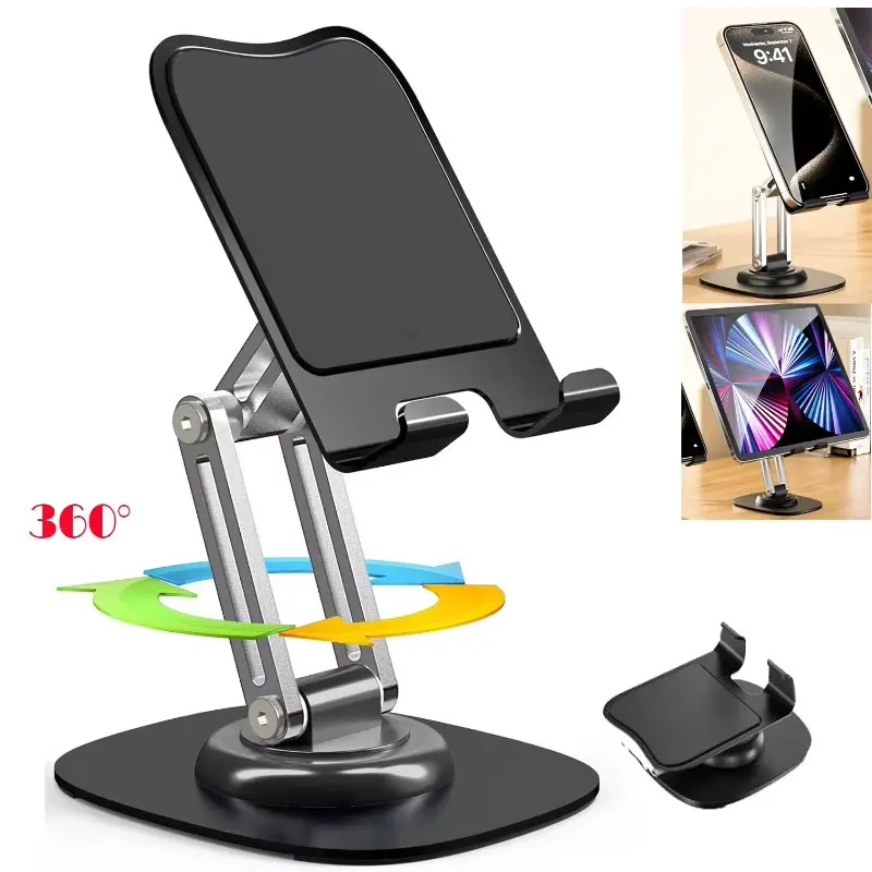360° Rotation Portable Tablet Holder For Phone iPad iPhone 17 Xiaomi Folding Lazy Desktop Live Mobile Phone Stand Mount Bracket - Image 1