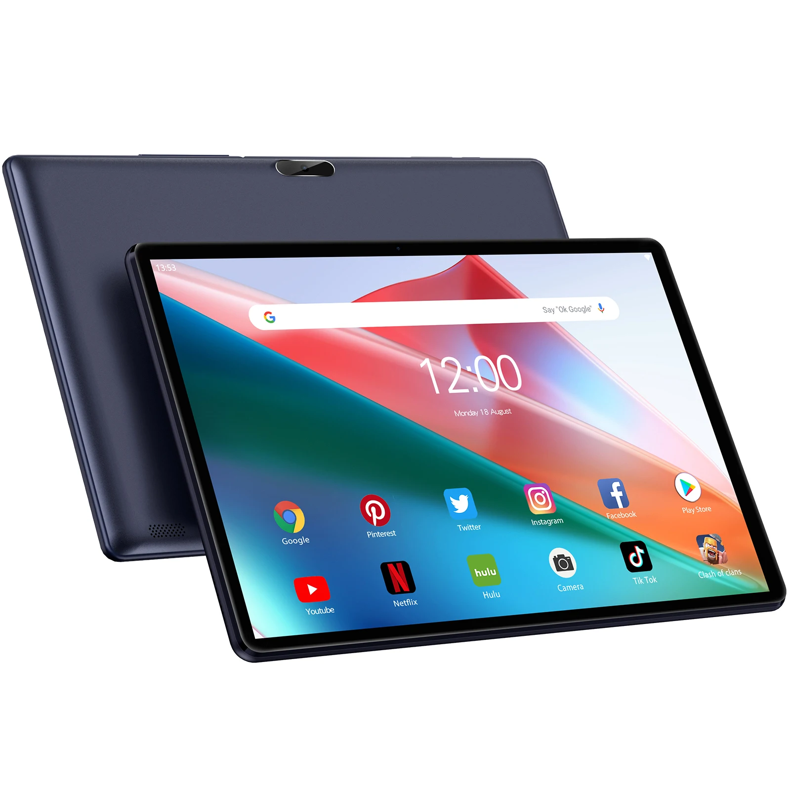 PRITOM 10 inch Tablet Android 13, 64GB, 512GB Expand, Quad-Core, 1280 * 800 HD IPS Screen, Dual Camera, Wi-Fi, Bluetooth, Black - Image 1
