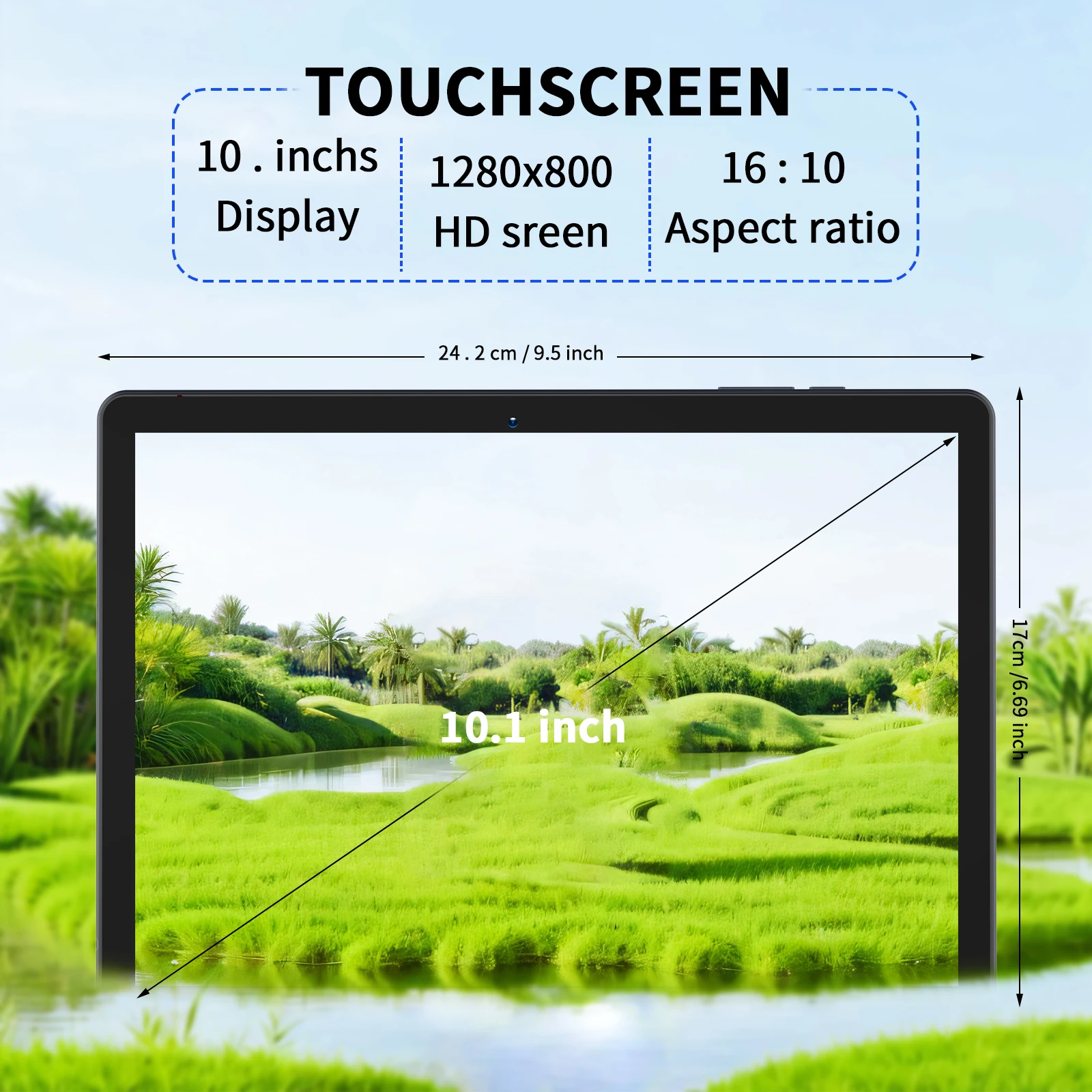 PRITOM 10 inch Tablet Android 13, 64GB, 512GB Expand, Quad-Core, 1280 * 800 HD IPS Screen, Dual Camera, Wi-Fi, Bluetooth, Black - Image 5