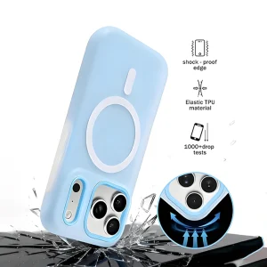 Luxury Candy Color 2-in-1 Magnetic Phone Case for iPhone 17/16/15/14/13/12/11 Pro Max Plus , Matte Soft Shockproof Skin-Friendly Cover with Magnetic Wireless Charging - Thumbnail Image 5