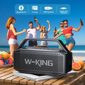 W-KING D9-1 100W Peak 60W RMS Deep Bass Bluetooth Speaker, IPX6 Portable Waterproof Loud Bluetooth Speakers Wireless with Subwoofer - Thumbnail Image 4