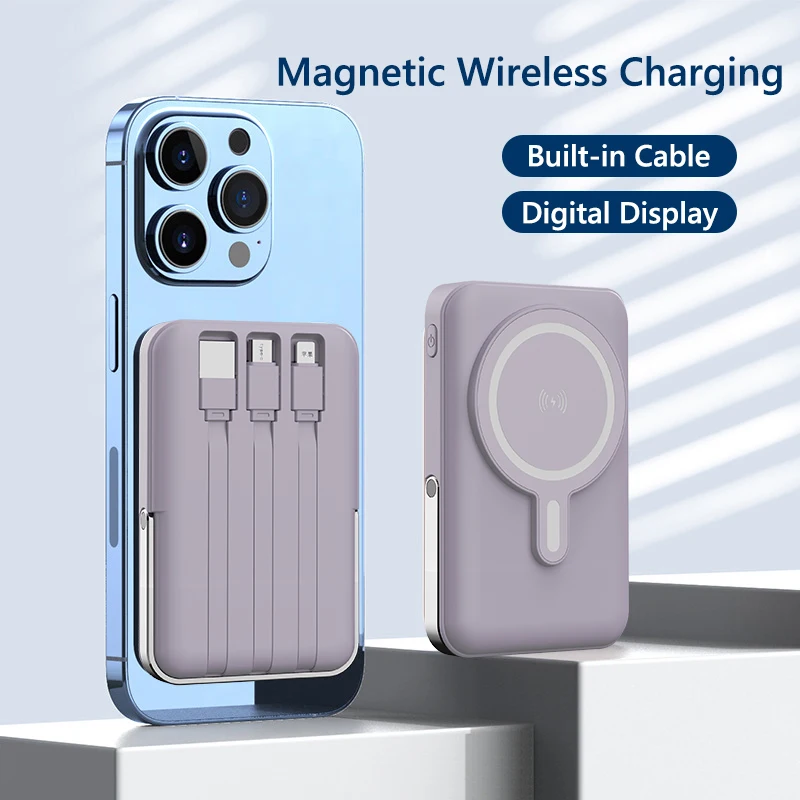 10000mAh Wireless Magnetic Power Bank Portable 22.5W Fast Charging For iPhone 17/16/15/14/13/12 Series Mobile Power with Back Clip and Bracket Desktop Charger - Image 1