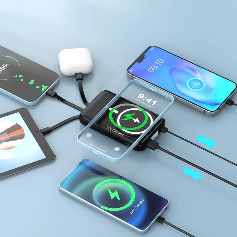 10000mAh Wireless Magnetic Power Bank Portable 22.5W Fast Charging For iPhone 17/16/15/14/13/12 Series Mobile Power with Back Clip and Bracket Desktop Charger - Image 5