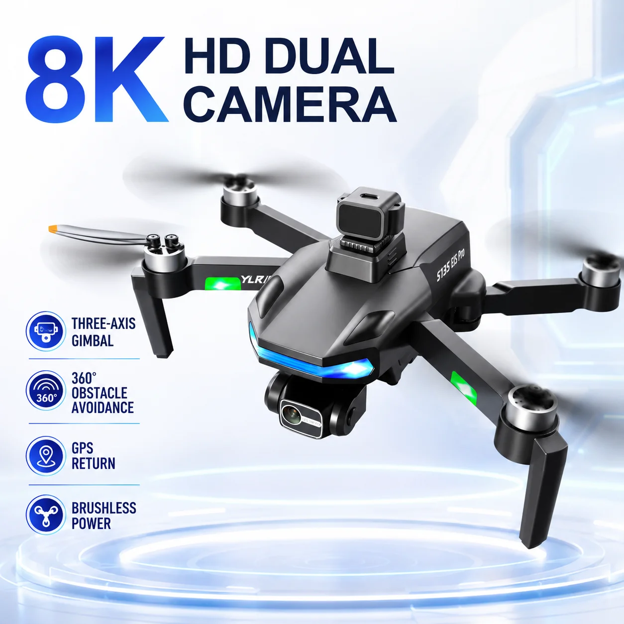 ZNLYRION S135 EIS PRO Drone with GPS Auto Return 8K HD Camera 360° Obstacle Avoidance, 5G WIFI FPV Brushless Motor - Image 1