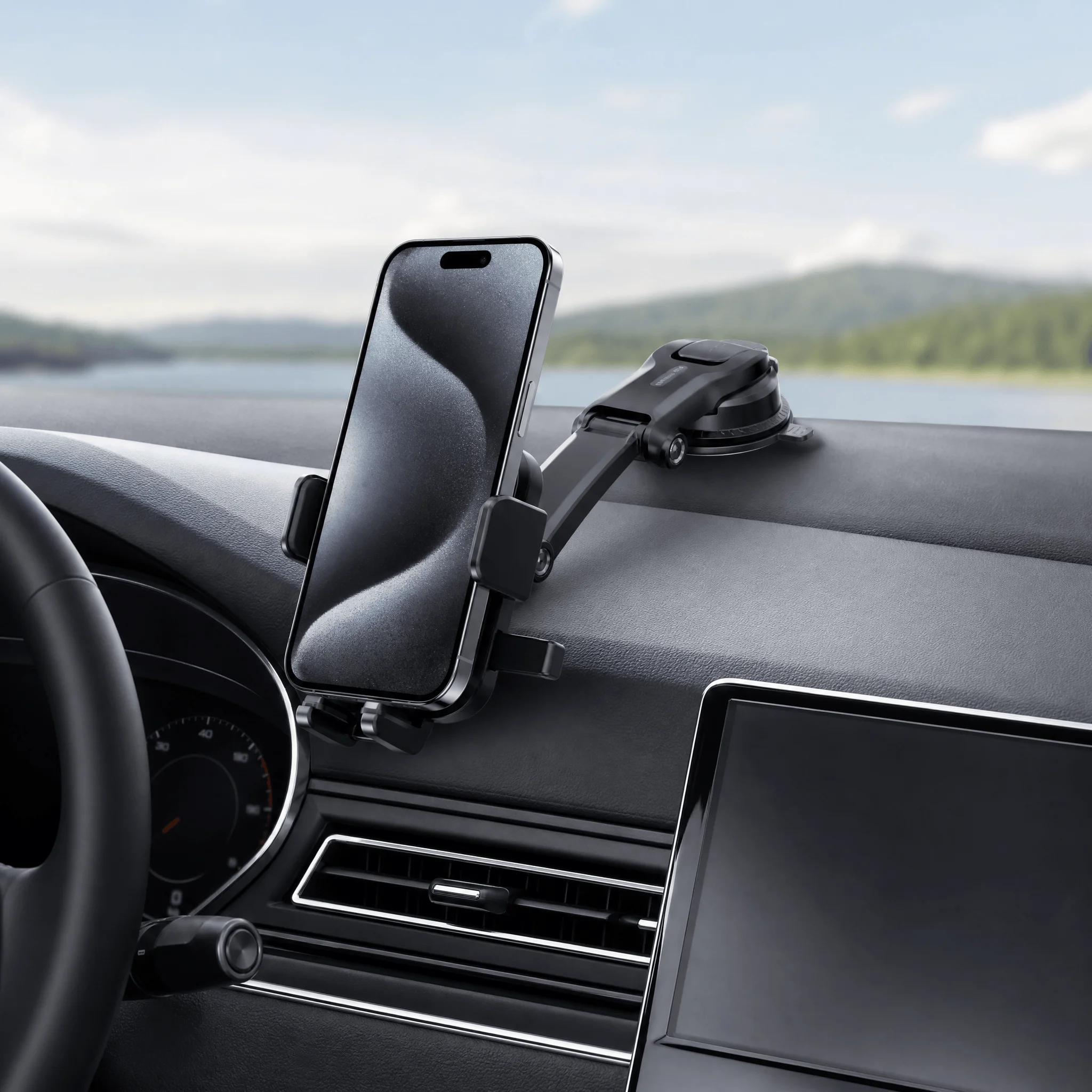 Dashboard Cell Phone Holder for Car, 360° Swivel Suction Cup Mount with Bottom Support, Non-Slip Phone Stand Allows Charging Port Access - Image 5