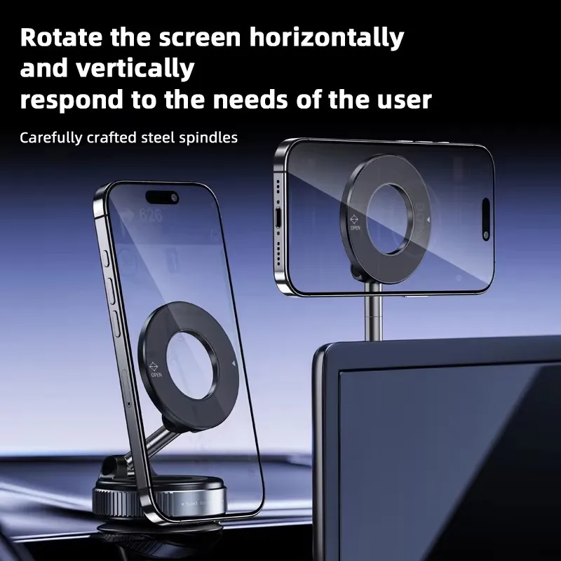 Strong Magnetic Car Phone Holder Foldable Design 360° Adjustable Vacuum Mount for Car, Desk, Bathroom. Use Three-axis Rotation For Free Adjustment A Convenient Choice For Multiple Scenarios - Image 5