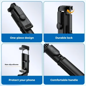 Selfie Stick Tripod, Retractable Selfie Stick Tripod with Wireless Remote Control, for Photograph, Live Streaming, Video Recording, Compatible with Android, iPhone and More - Thumbnail Image 3