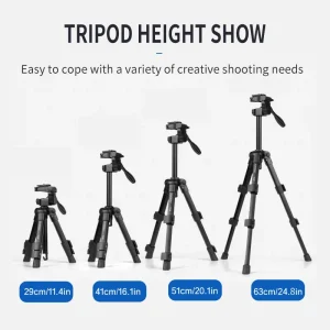 Professional desktop tripod, mobile phone and DSLR camera floor stand, high stability aluminum alloy material, high-quality and high load-bearing universal adjustment gimbal, can be used for DSLR cameras and mobile phones - Thumbnail Image 3