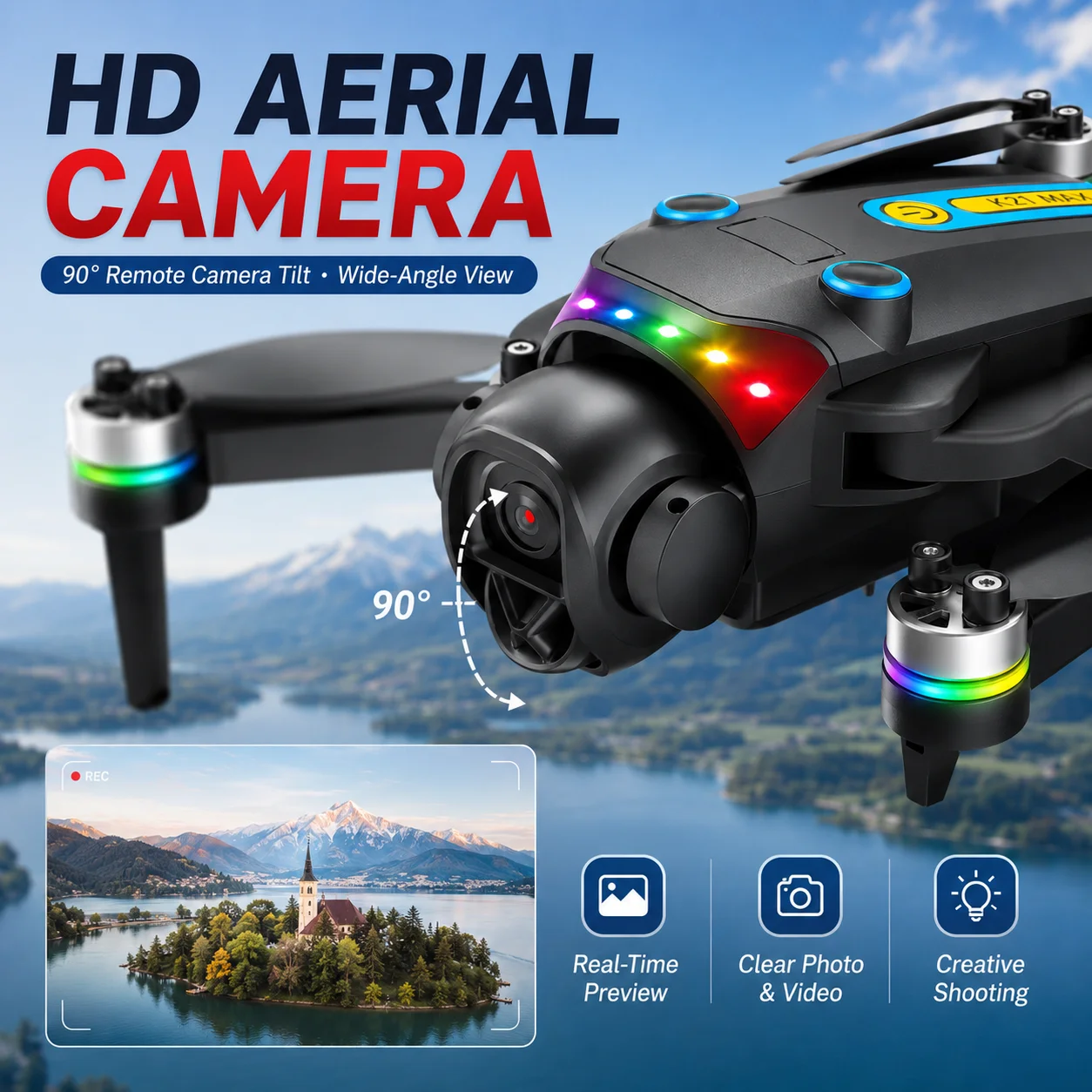 RC Drone Optical Flow Hover Headless Mode 360° Stunt Roll Trajectory Flight Waypoint Definition One Key Takeoff Landing Wind Resistant Hobby Drone - Image 5