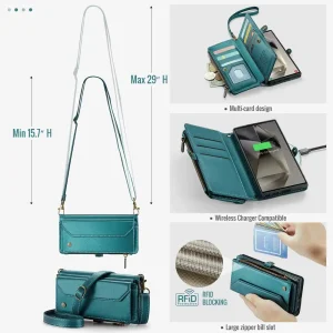 Crossbody for Samsung Galaxy S24 S23 Ultra S22 S21 S20 Case Wallet Card Holder - Thumbnail Image 3