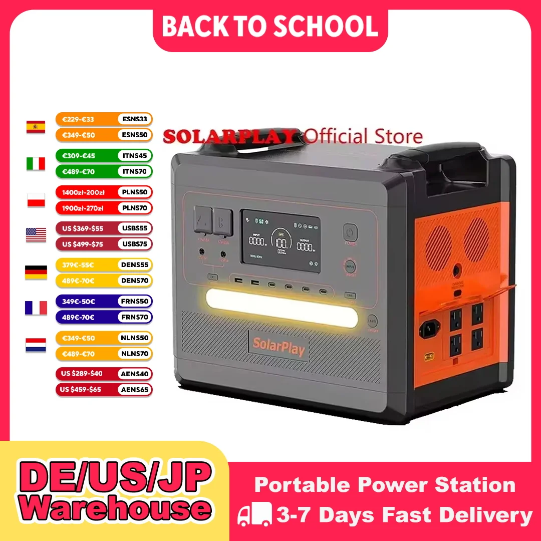 SOLARPLAY Portable Power Station 2500W/2300Wh Solar Generator with 4 AC Outlets (4800W Peak) Large Capacity Emergency Power - Image 1